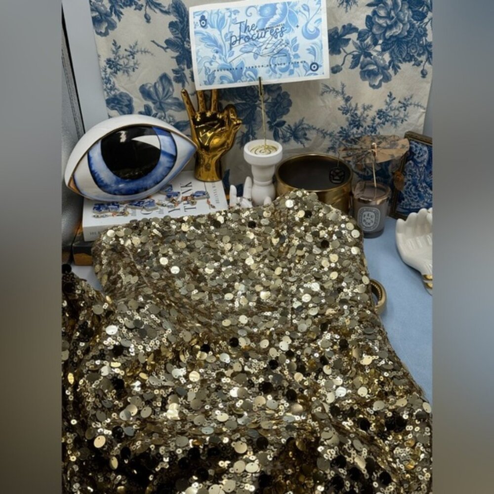 🆕 BRONX & BANCO 🧿 NWOT Farah Strapless Sequins Gown, Gold, Sz M US 6 - Picture 13 of 16